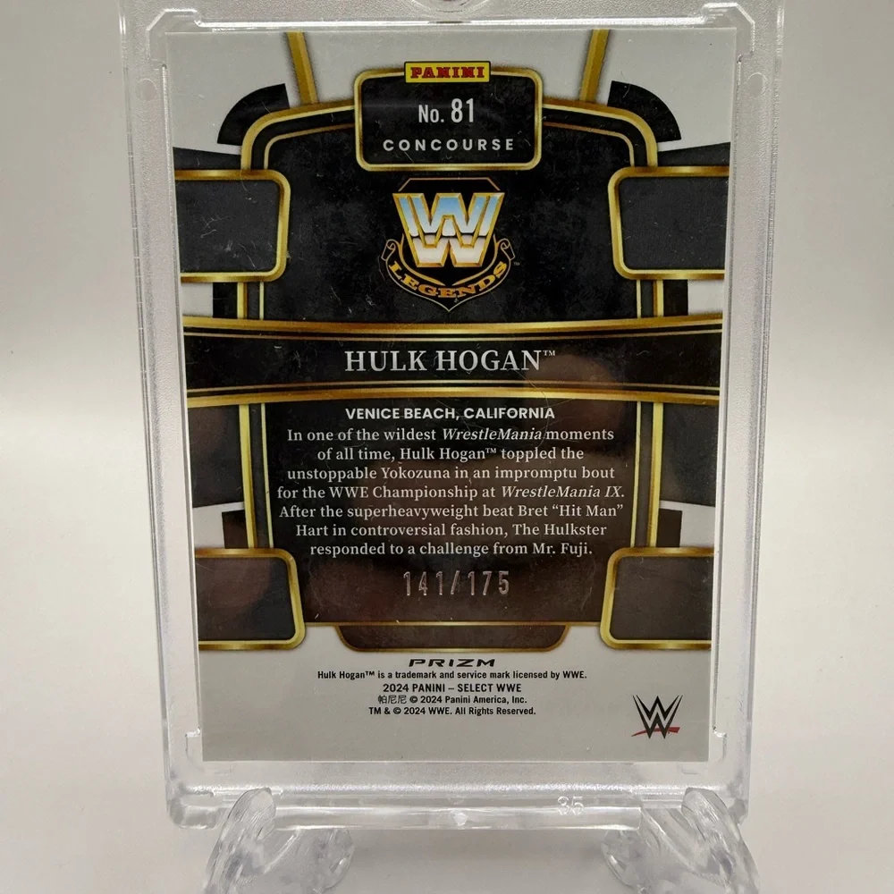 2024 Panini Select WWE Concourse Red Prizm #81 Hulk Hogan 141/175 with Hard Case